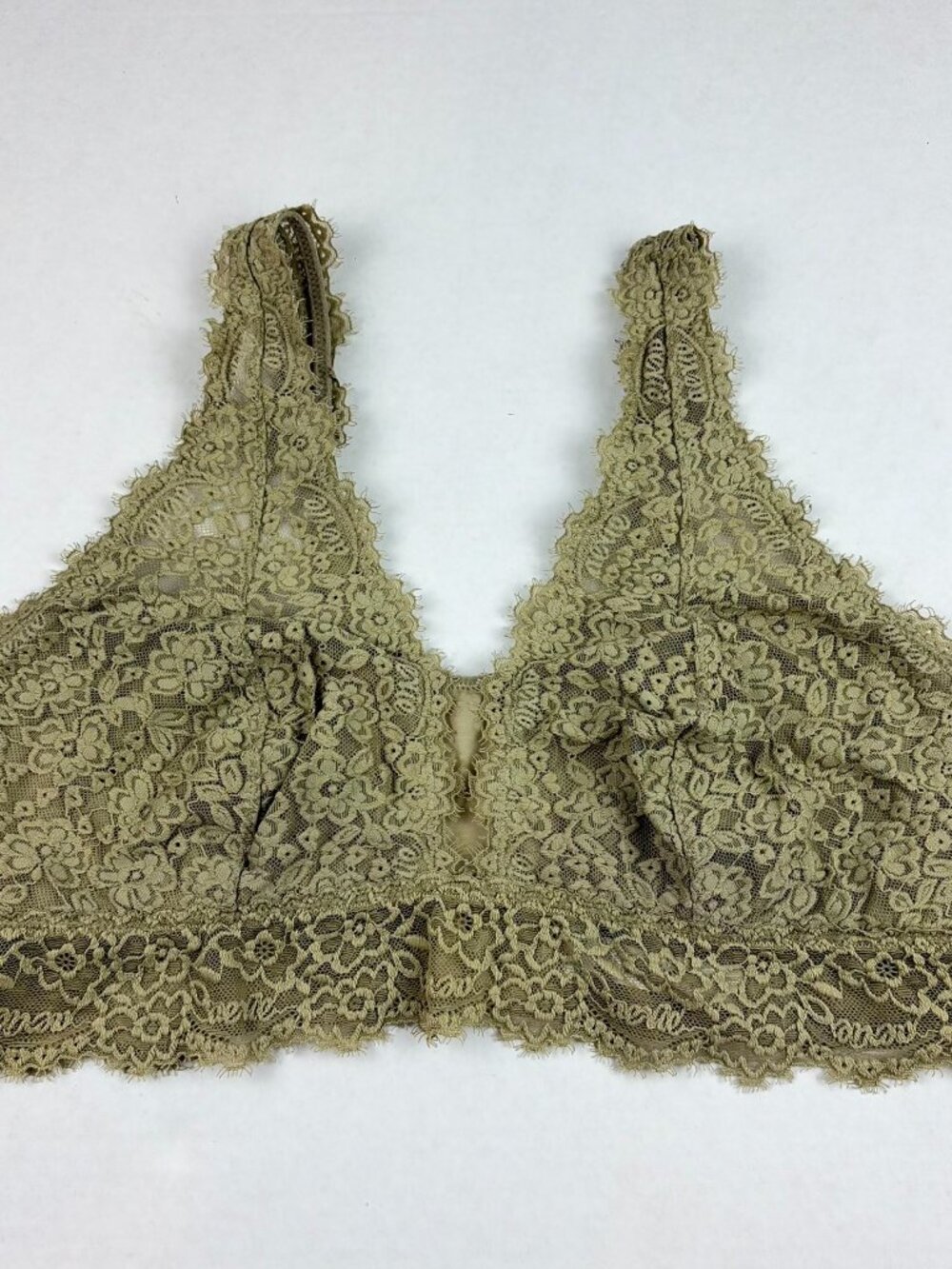 Aerie Olive Green Lace Bralette Size Large DD Boho Sexy